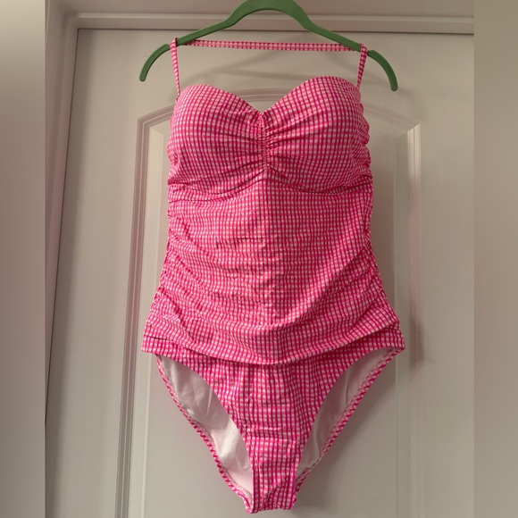 Lilly Pulitzer Other - Lilly Pulitzer Pink Gingham One-Piece Swimsuit Bandeau Strapless 14